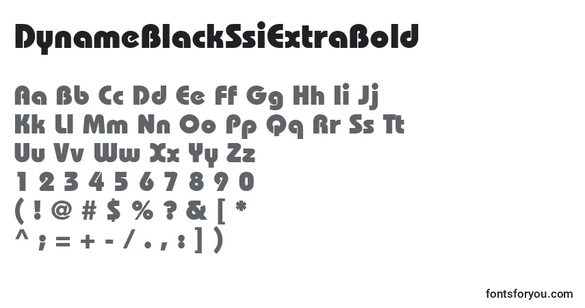 A fonte DynameBlackSsiExtraBold – alfabeto, números, caracteres especiais