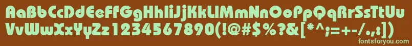 フォントDynameBlackSsiExtraBold – 緑色の文字が茶色の背景にあります。