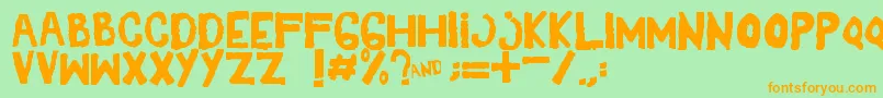 フォントYes – オレンジの文字が緑の背景にあります。