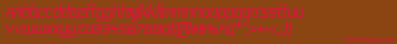 フォントRepublikaIiiCndItalic – 赤い文字が茶色の背景にあります。