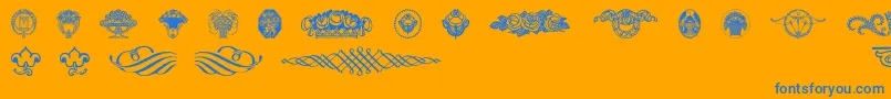 Czcionka Wieynkfrakturvignetten – niebieskie czcionki na pomarańczowym tle