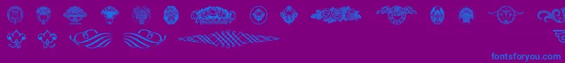 Wieynkfrakturvignetten-Schriftart – Blaue Schriften auf violettem Hintergrund