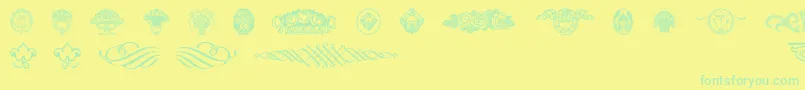 Police Wieynkfrakturvignetten – polices vertes sur fond jaune