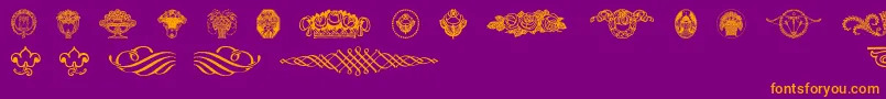 Wieynkfrakturvignetten-Schriftart – Orangefarbene Schriften auf violettem Hintergrund