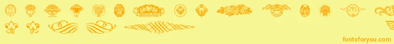 Fonte Wieynkfrakturvignetten – fontes laranjas em um fundo amarelo