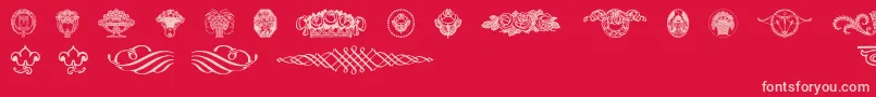 Wieynkfrakturvignetten-Schriftart – Rosa Schriften auf rotem Hintergrund