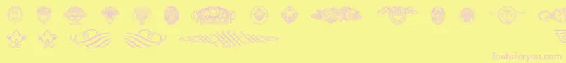 Wieynkfrakturvignetten-fontti – vaaleanpunaiset fontit keltaisella taustalla