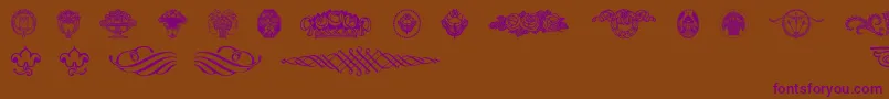 Czcionka Wieynkfrakturvignetten – fioletowe czcionki na brązowym tle