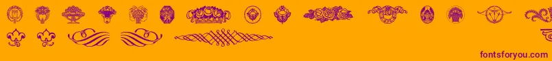 Wieynkfrakturvignetten-Schriftart – Violette Schriften auf orangefarbenem Hintergrund