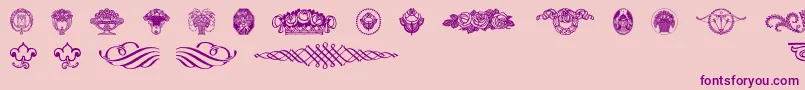 フォントWieynkfrakturvignetten – ピンクの背景に紫のフォント