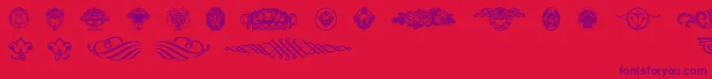 Saiba mais sobre a fonte Wieynkfrakturvignetten Fonte Wieynkfrakturvignetten – fontes roxas em um fundo vermelho