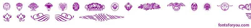 フォントWieynkfrakturvignetten – 白い背景に紫のフォント