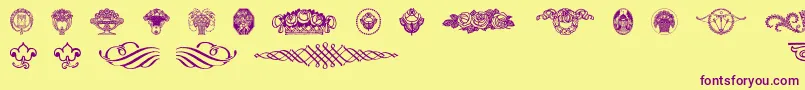 フォントWieynkfrakturvignetten – 紫色のフォント、黄色の背景