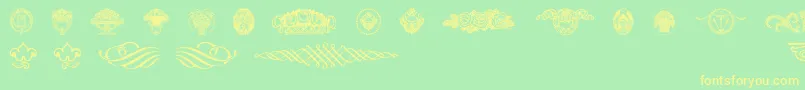 Wieynkfrakturvignetten-fontti – keltaiset fontit vihreällä taustalla