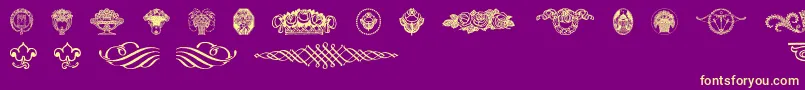 Wieynkfrakturvignetten-fontti – keltaiset fontit violetilla taustalla
