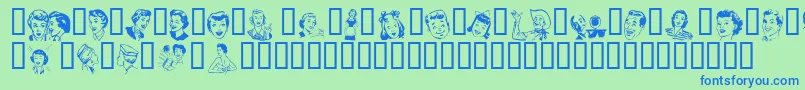 フォントRetroBatsOne – 青い文字は緑の背景です。