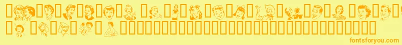 フォントRetroBatsOne – オレンジの文字が黄色の背景にあります。
