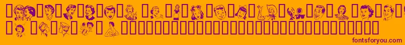 RetroBatsOne-fontti – violetit fontit oranssilla taustalla