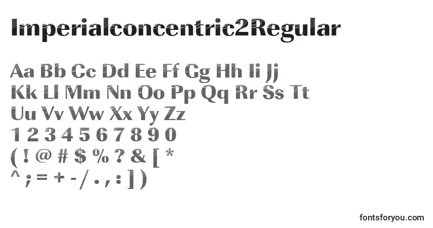 Czcionka Imperialconcentric2Regular – alfabet, cyfry, specjalne znaki