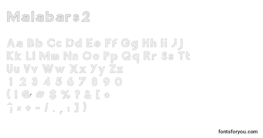 Czcionka Malabars2 – alfabet, cyfry, specjalne znaki