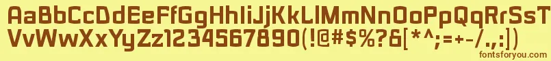 フォントSarasoriblRegular – 茶色の文字が黄色の背景にあります。