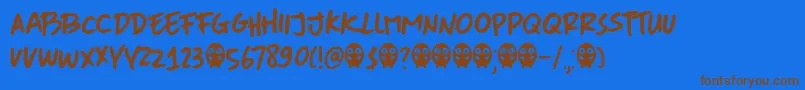 DkMoreOrLess Font – Brown Fonts on Blue Background