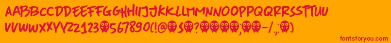 DkMoreOrLess Font – Red Fonts on Orange Background