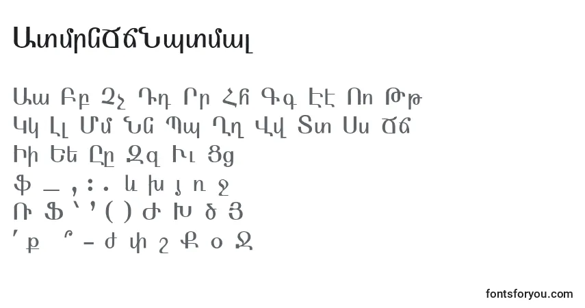 Czcionka ArmenTtNormal – alfabet, cyfry, specjalne znaki