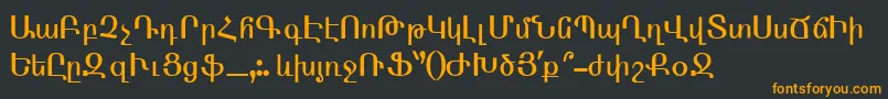 ArmenTtNormal-Schriftart – Orangefarbene Schriften auf schwarzem Hintergrund