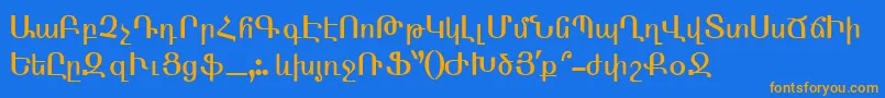 ArmenTtNormal-Schriftart – Orangefarbene Schriften auf blauem Hintergrund