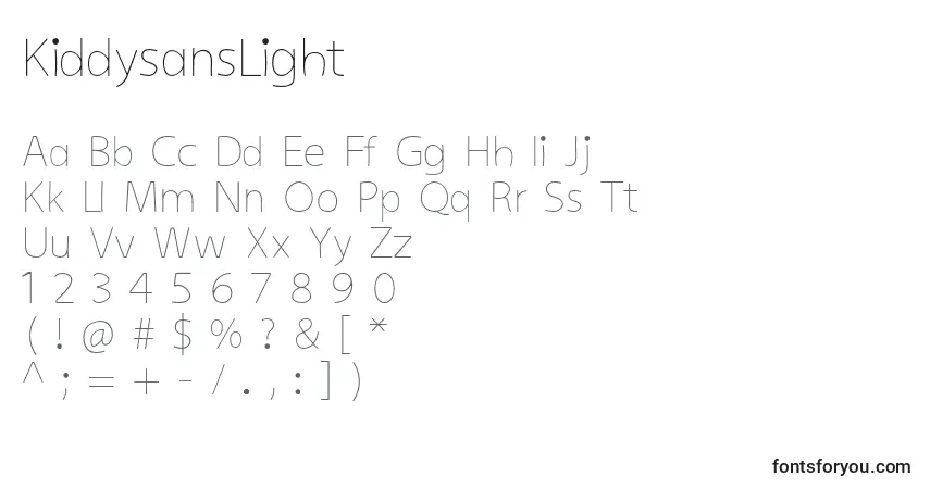 KiddysansLight-fontti – aakkoset, numerot, erikoismerkit
