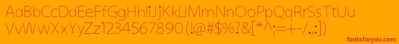 KiddysansLight-Schriftart – Rote Schriften auf orangefarbenem Hintergrund