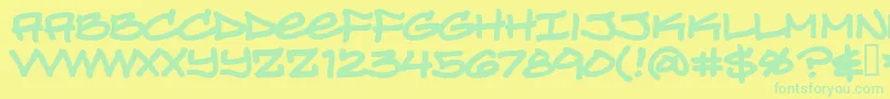 Turnbb-Schriftart – Grüne Schriften auf gelbem Hintergrund