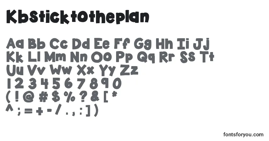 Schriftart Kbsticktotheplan – Alphabet, Zahlen, spezielle Symbole