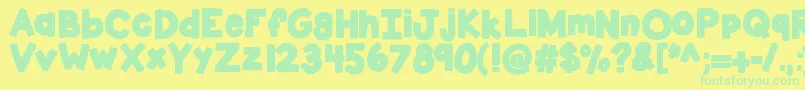 Czcionka Kbsticktotheplan – zielone czcionki na żółtym tle