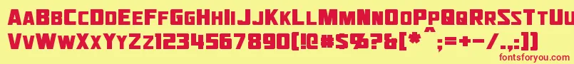 Jhiaxus-Schriftart – Rote Schriften auf gelbem Hintergrund