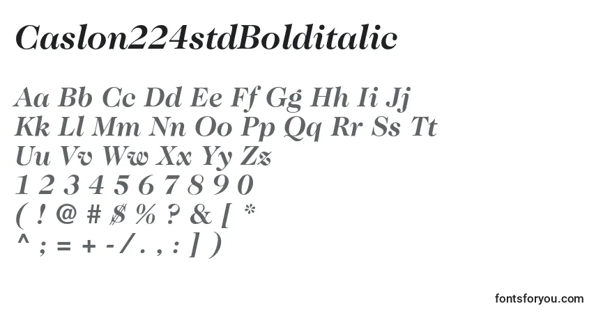 Шрифт Caslon224stdBolditalic – алфавит, цифры, специальные символы