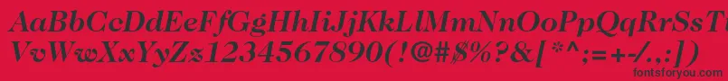 フォントCaslon224stdBolditalic – 赤い背景に黒い文字