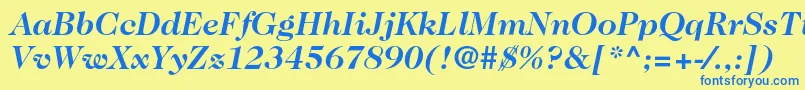 Czcionka Caslon224stdBolditalic – niebieskie czcionki na żółtym tle