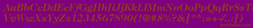 Caslon224stdBolditalic-fontti – ruskeat fontit violetilla taustalla