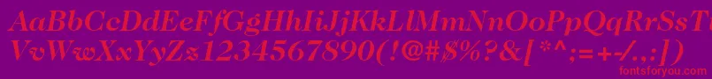 Caslon224stdBolditalic-Schriftart – Rote Schriften auf violettem Hintergrund