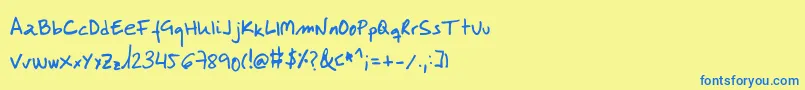 フォントLabmol – 青い文字が黄色の背景にあります。