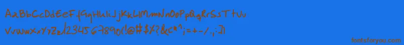 フォントLabmol – 茶色の文字が青い背景にあります。