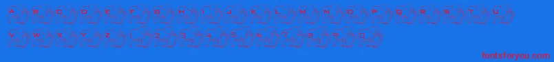 LmsElephantTattoo-Schriftart – Rote Schriften auf blauem Hintergrund