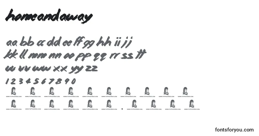 Czcionka HomeAndAway – alfabet, cyfry, specjalne znaki