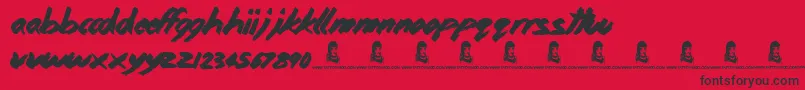 Fonte HomeAndAway – fontes pretas em um fundo vermelho