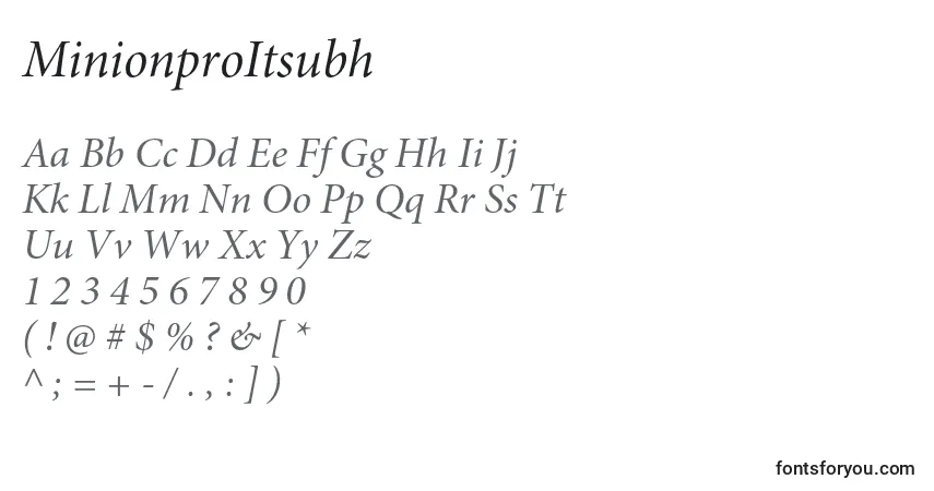 Шрифт MinionproItsubh – алфавит, цифры, специальные символы
