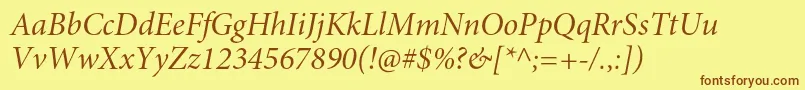 MinionproItsubh Font – Brown Fonts on Yellow Background