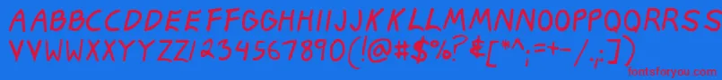 フォントKucharFinal – 赤い文字の青い背景