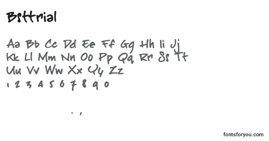 Шрифт Bsttrial (71289) – алфавит, цифры, специальные символы